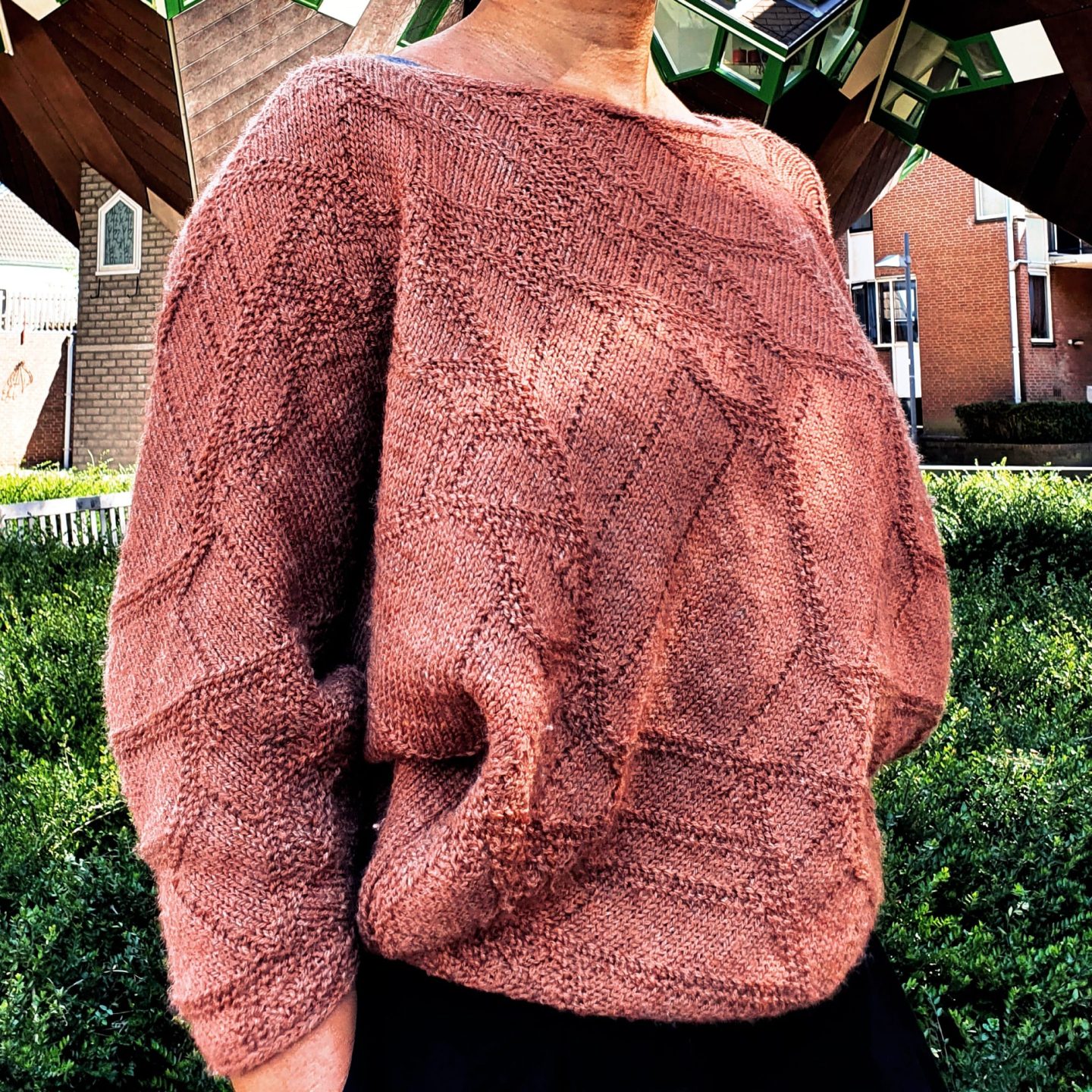 Solitons Sweater: a batwing (dolman sleeve) sweater with a Cellular Automata texture